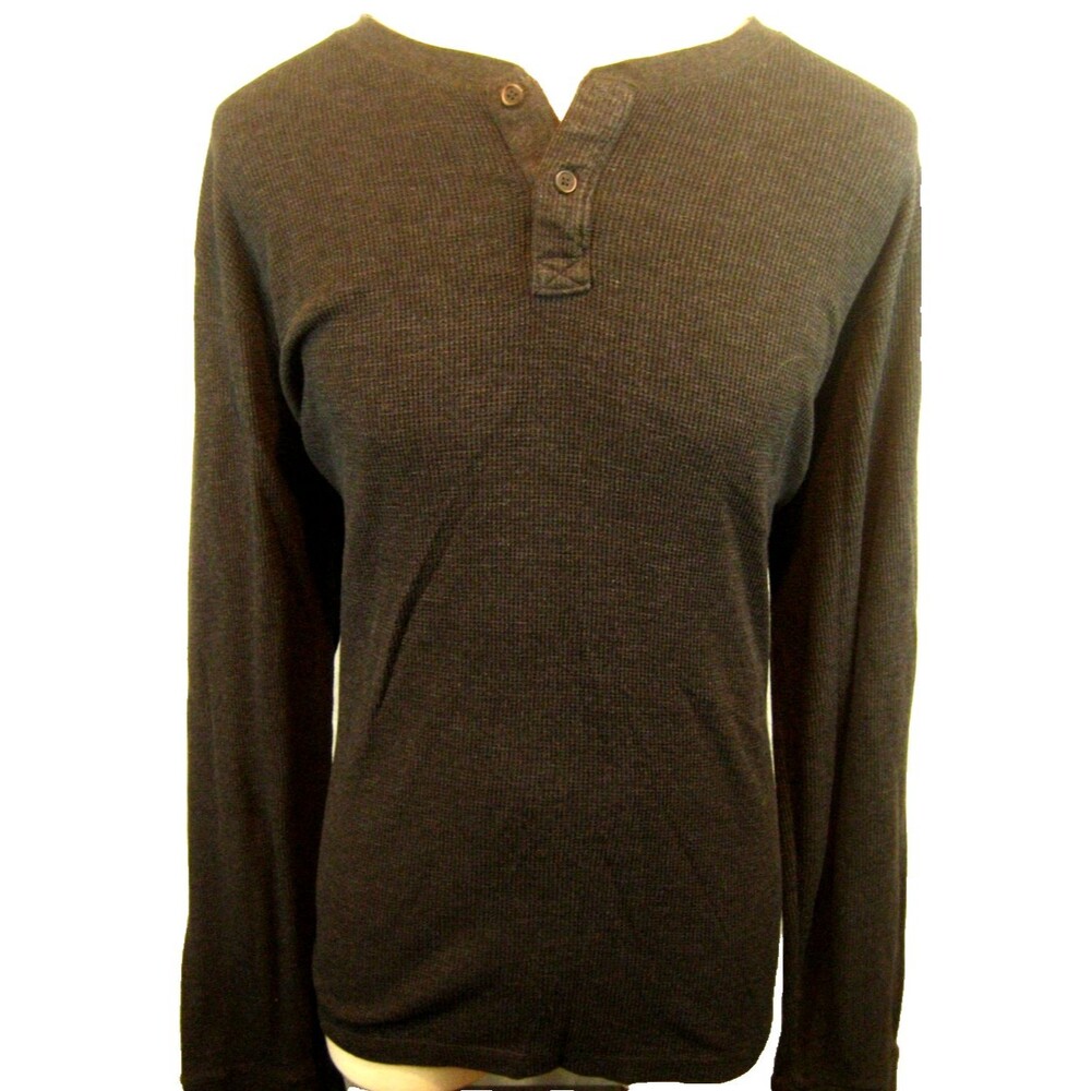 Mens GH Bass Charcoal Waffle Knit Henley Style Base Layer Shirt sz 3XL